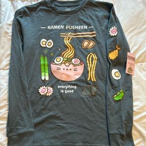 Pusheen The Cat Long Sleeved Ramen Themed Shirt Women’s XS, Loose Fitting